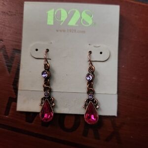1928 Pink and Purple Drop Earrings